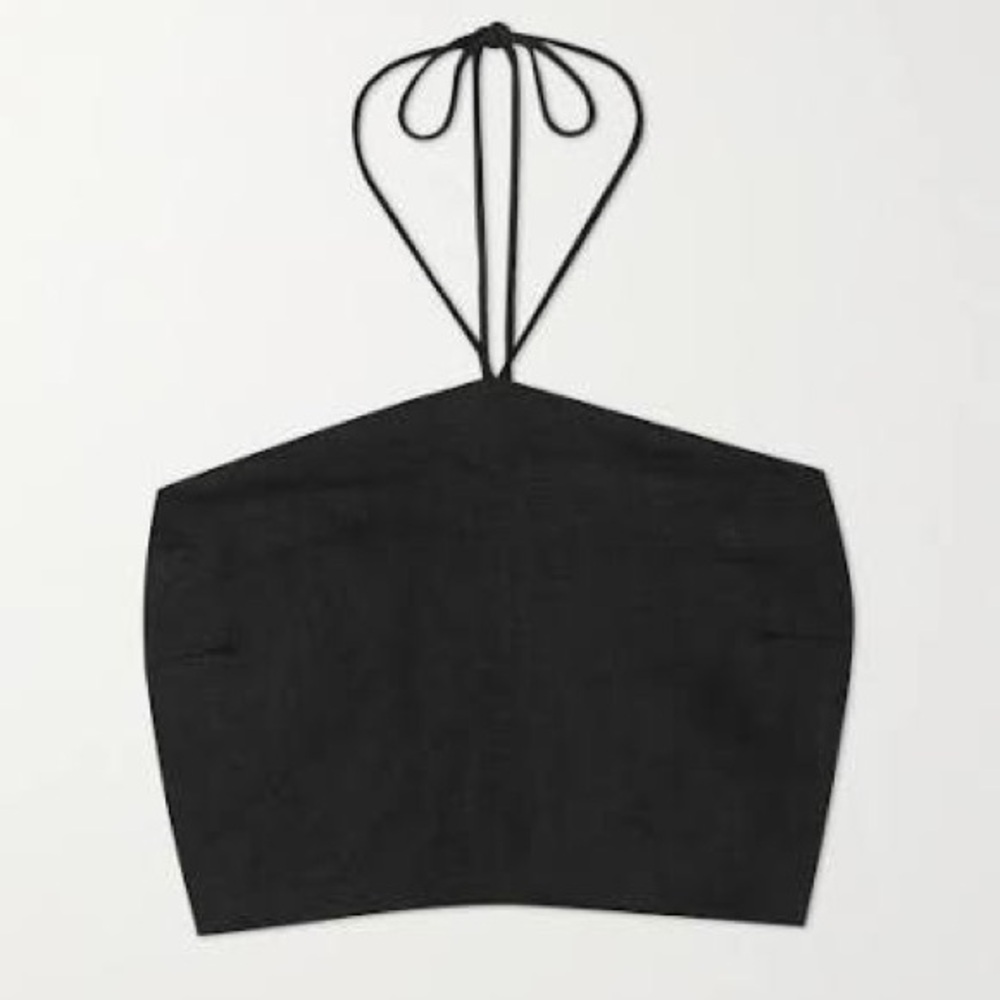 Faithfull the Brand Linen Black Halter Top